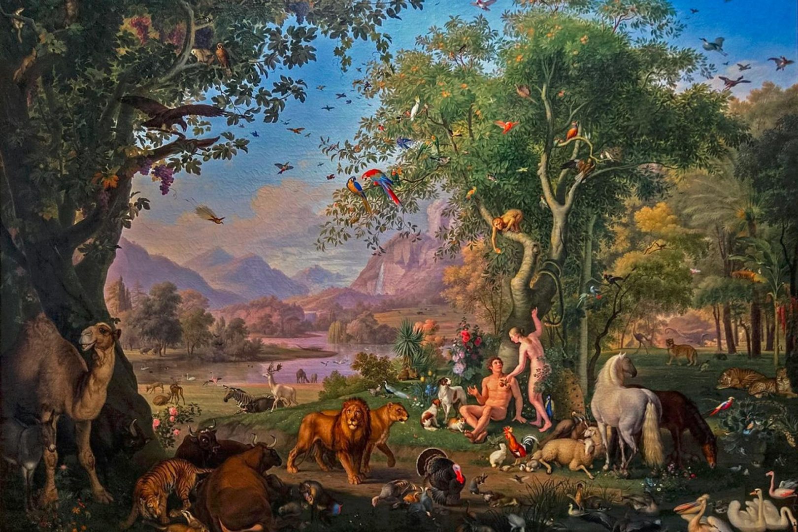 Artwork: Adam and Eve in the Garden of Eden by Johann Wenzel Peter.
